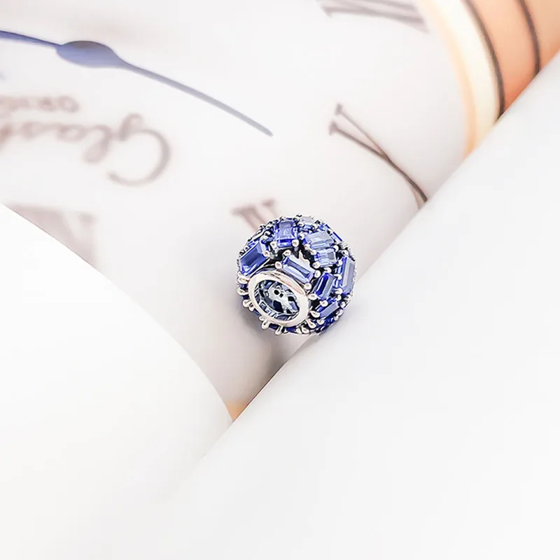 

Аутентичные 925 стерлингового серебра бисера творческий элегантный синий лед Хрустальные Бусины, подходят к оригиналу Pandora, браслет для женщ...