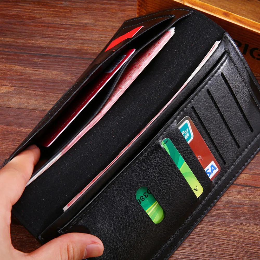 

Men's Profile Wallet Leather Fashion Large Capacity Men's Business Wallet Business Card Case Credit Card Long Wallet#y30