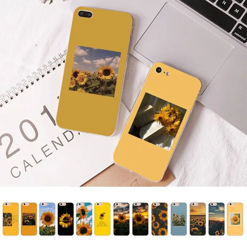 

FHNBLJ Yellow flower sunflower Phone Case for iPhone 11 12 13 mini pro XS MAX 8 7 6 6S Plus X 5S SE 2020 XR case