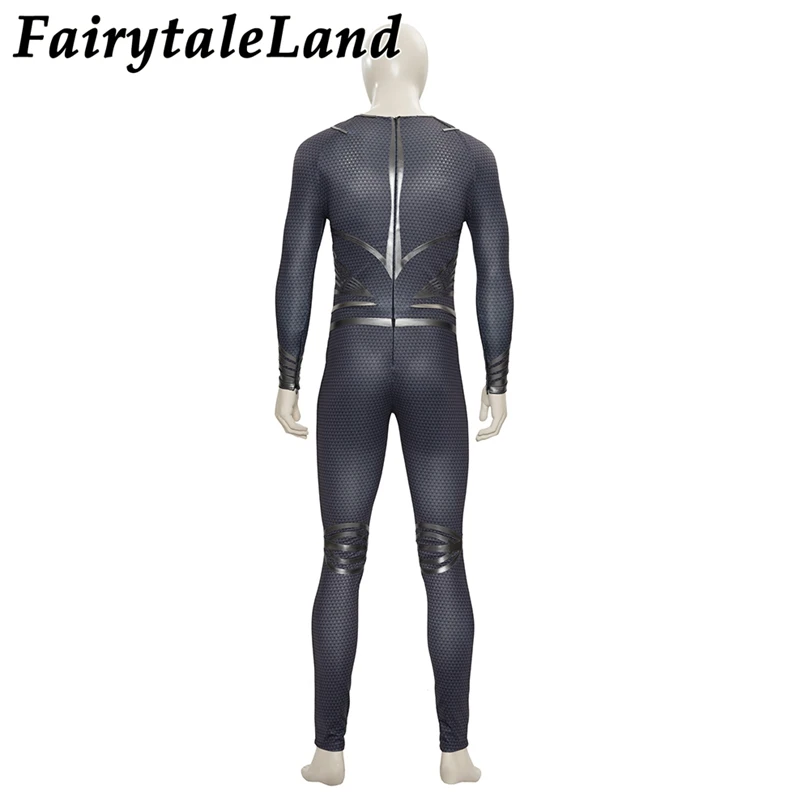 

Superhero Steel Man Cosplay Halloween Clark Kent Costume Fancy Justice Black Suit adult Printing Jumpsuit Cape Boots