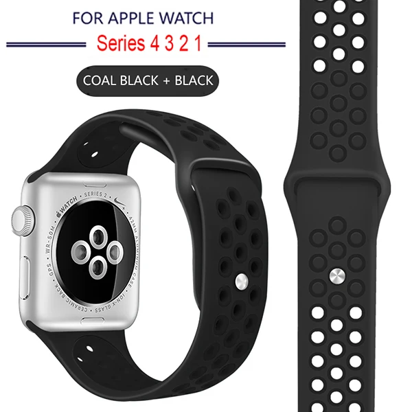 Мягкий спортивный силиконовый ремешок для Apple Watch серии 1, 2, 3, 42 мм, 38 мм, резиновый ремешок для iWatch 4/5, 40 мм, 44 мм - Цвет ремешка: 9 Coal Black