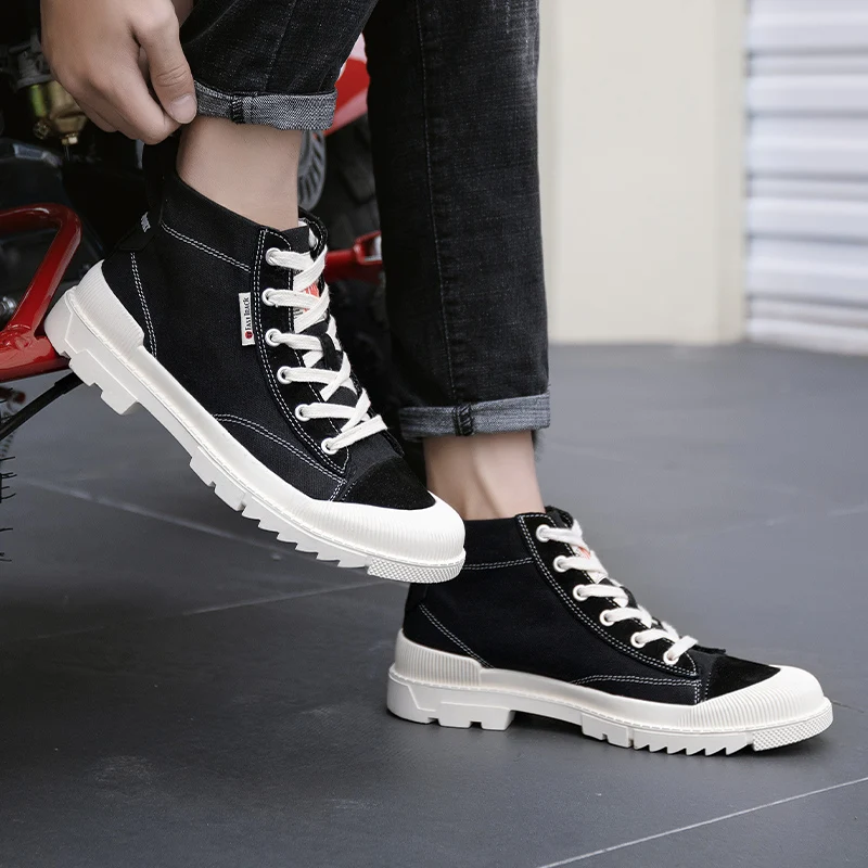 Кеды мужские высокие Вулканизированная подошва холщовые кроссовки повседневная