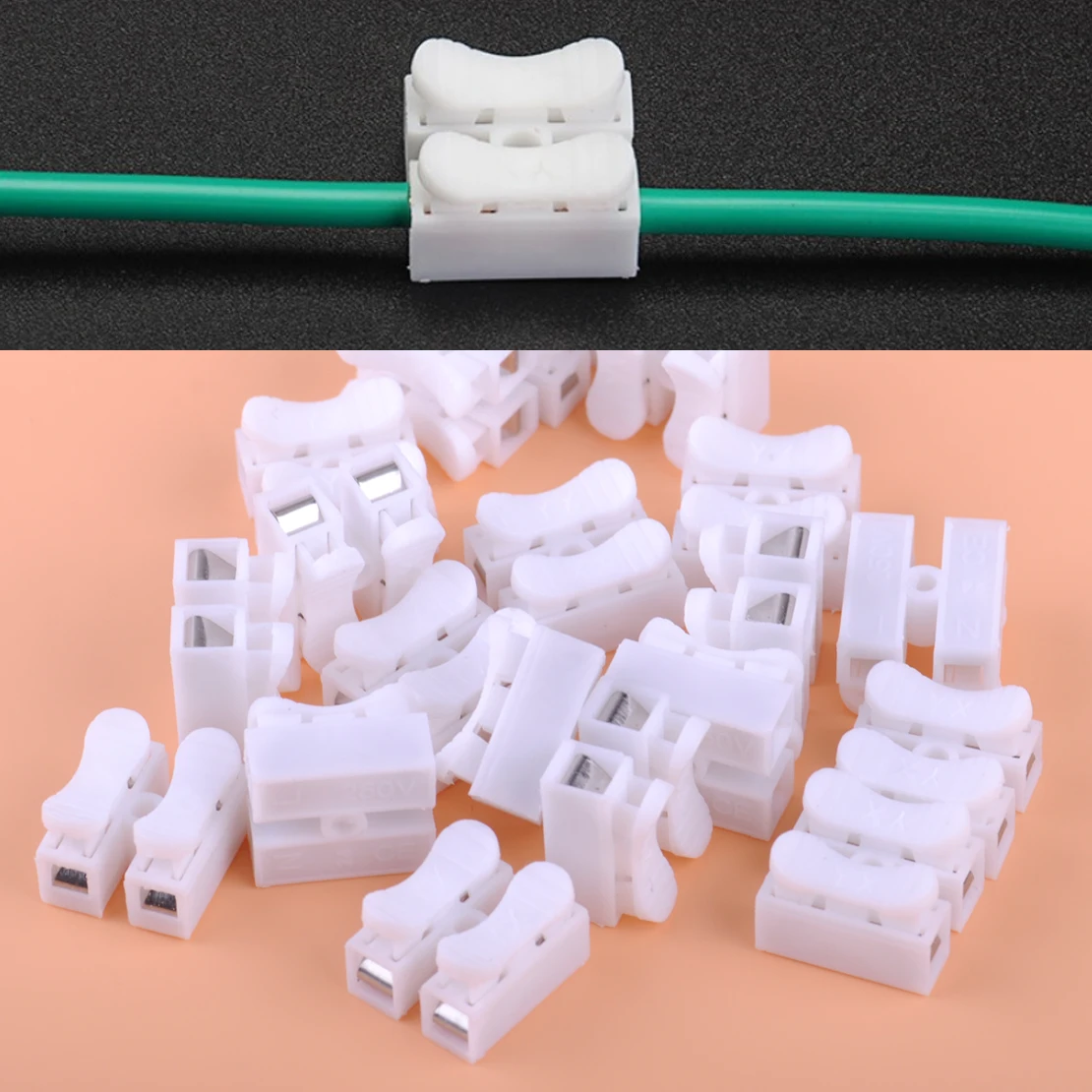 

100 шт./компл. 2 Pin самоблокирующиеся Электрический кабель Разъемы быстрого фиксатор соединения проводов терминалов