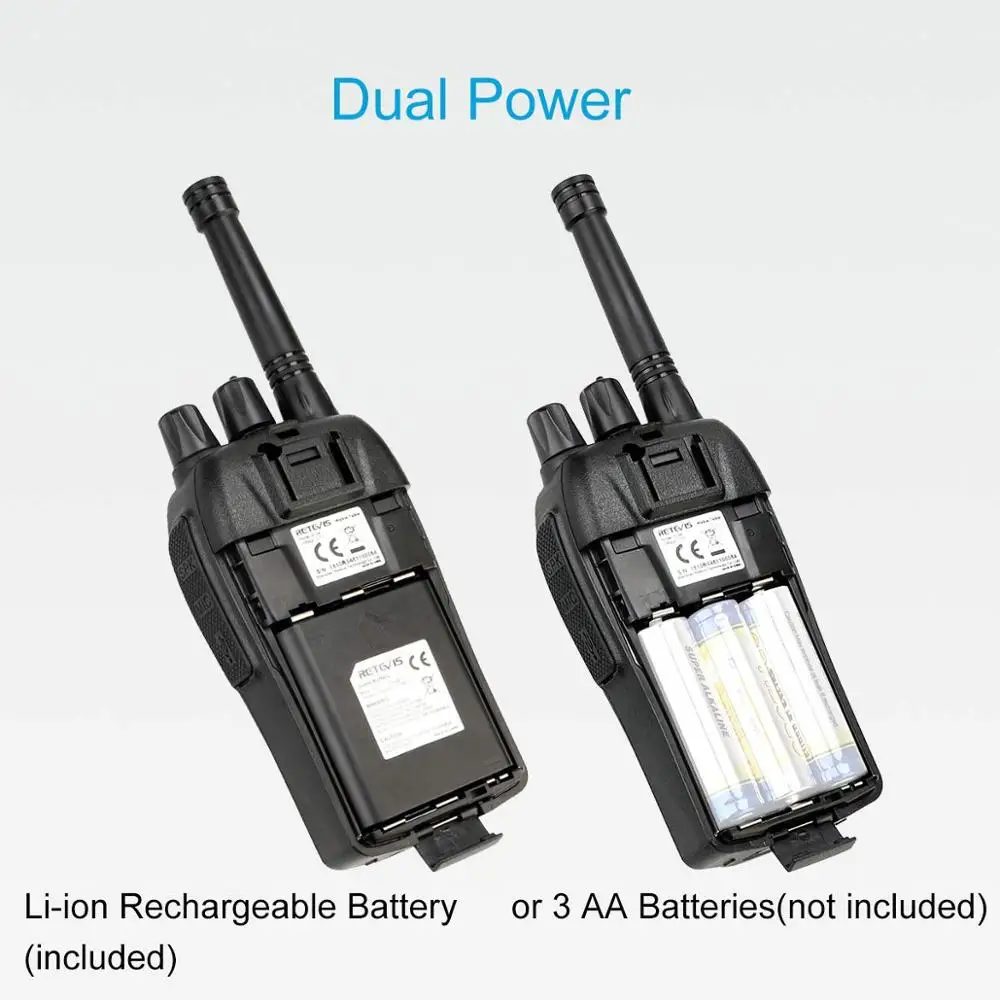 

RETEVIS RT46 PMR Walkie Talkie Radio FRS VOX Handy Two-way Radio Station USB Charging Dual Power (Rechargable battery or AA)