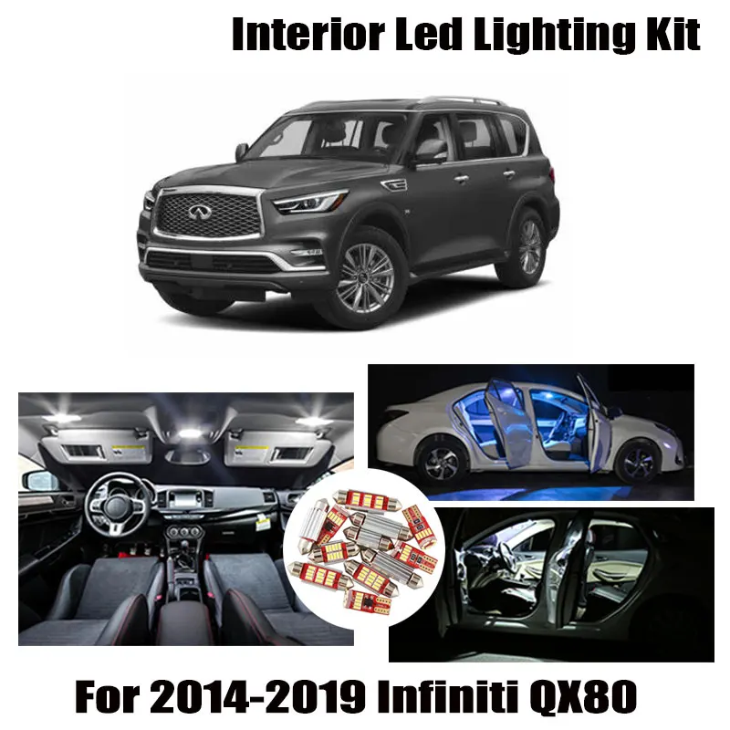 

13pcs White Canbus Error Free LED Interior Reading Map Dome Door Lights Kit For 2014-2019 Infiniti QX80 License Plate Lamp