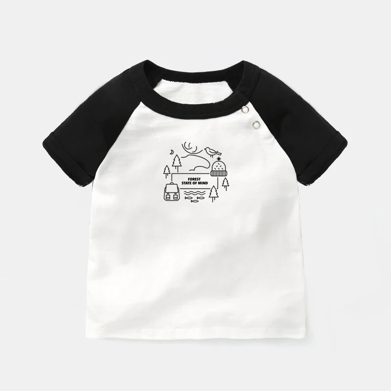 

Forest State of Mind Winter Wolf Design Newborn Baby T-shirts Toddler Graphic Raglan Color Short Sleeve Tee Tops