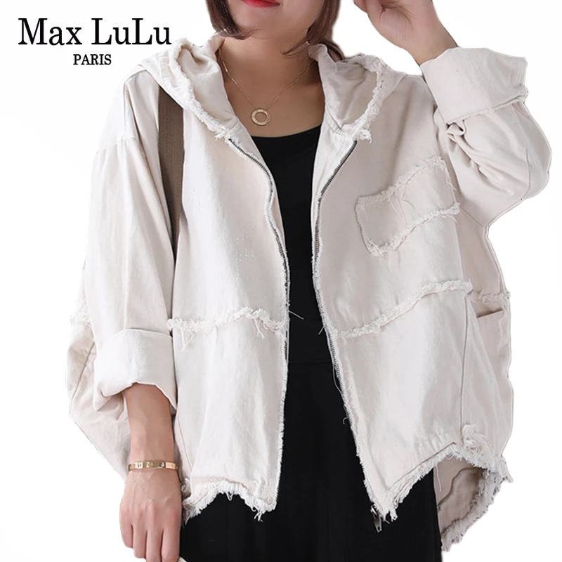 Max LuLu модная Корейская панк уличная Женская одежда с капюшоном женские винтажные осенние куртки больших размеров d джинсовые пальто