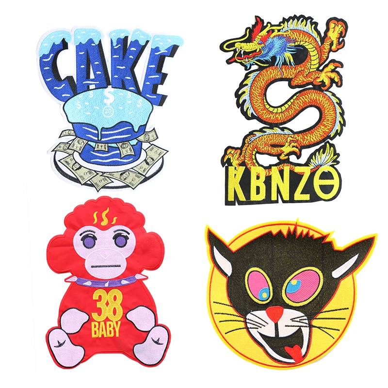 Вышитые нашивки с аппликацией для украшения торта обезьяны кота китайского