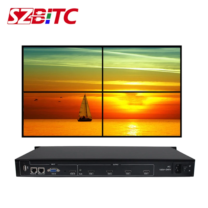 SZBITC 4 канала ТВ настенный контроль Лер 2x2 HDMI VGA USB аудио видео процессор Сращивание