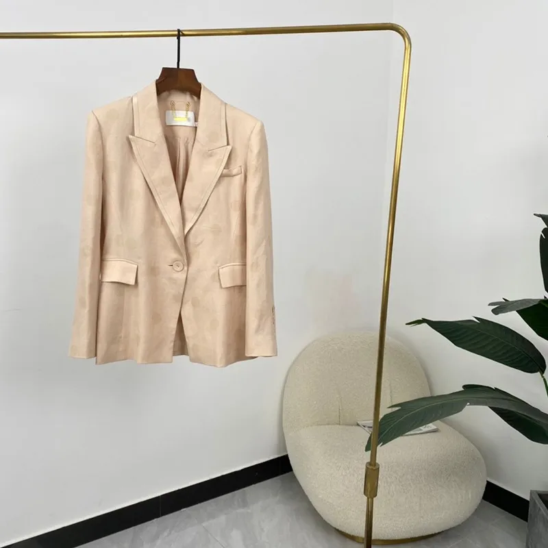 

Женские модные блейзеры в горошек, Новое поступление осени 2021, дизайнерское бежевое однотонное пальто с подкладкой, высококачественная оде...