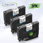 Topcolor 3 шт. подходит для принтера Brother P-touch tze211 tze-211 tze 211 tz211 лента для этикеток черного цвета на белом 6 мм производитель этикеток PT1290