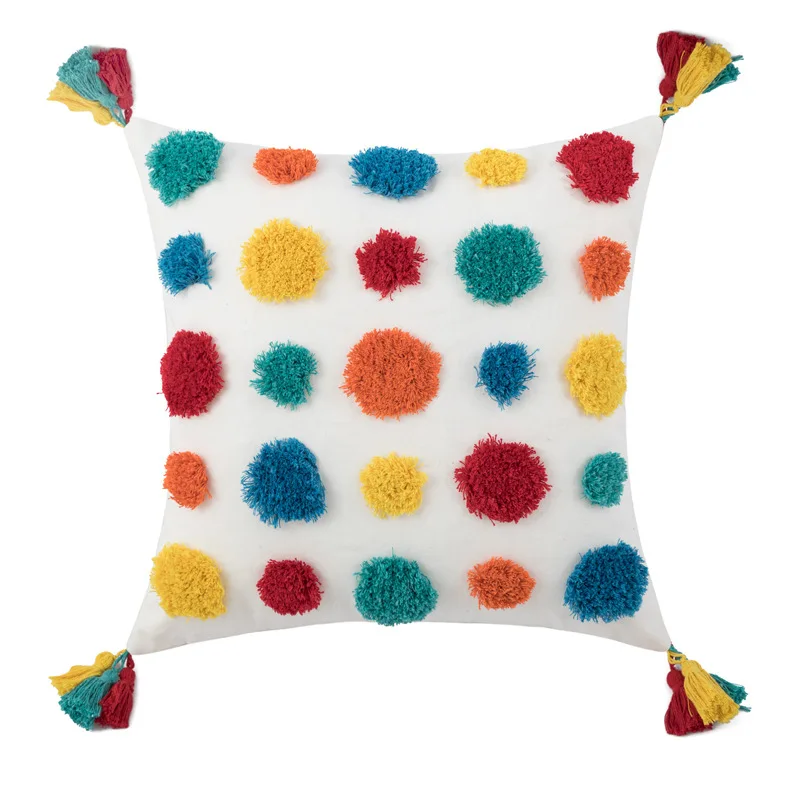 45×45cm New Nordic Moroccan INS style Rainbow Waist Car Sofa Cushion Pillow FamilyHome Decor Comforts Livingroom Boho Tassel images - 6
