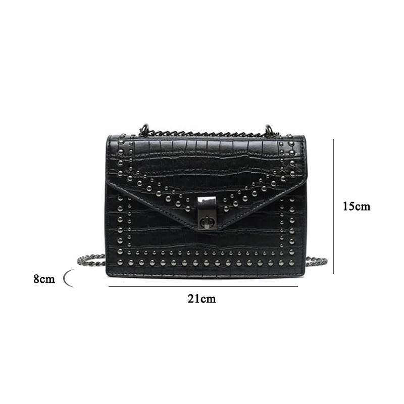 

New Rivet Bag Women's Single Shoulder Bag Chain Diagonal Bag Flap Handbag Fashion Small Square Bag Messenger Bag