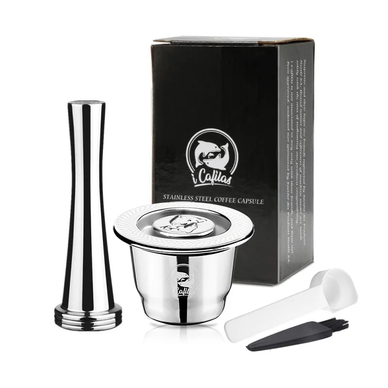 

ICafilasFor Nespresso Reutilisable Inox 2 In 1 Usage Refillable Capsule Crema Espresso Reusable Refillable Nespresso