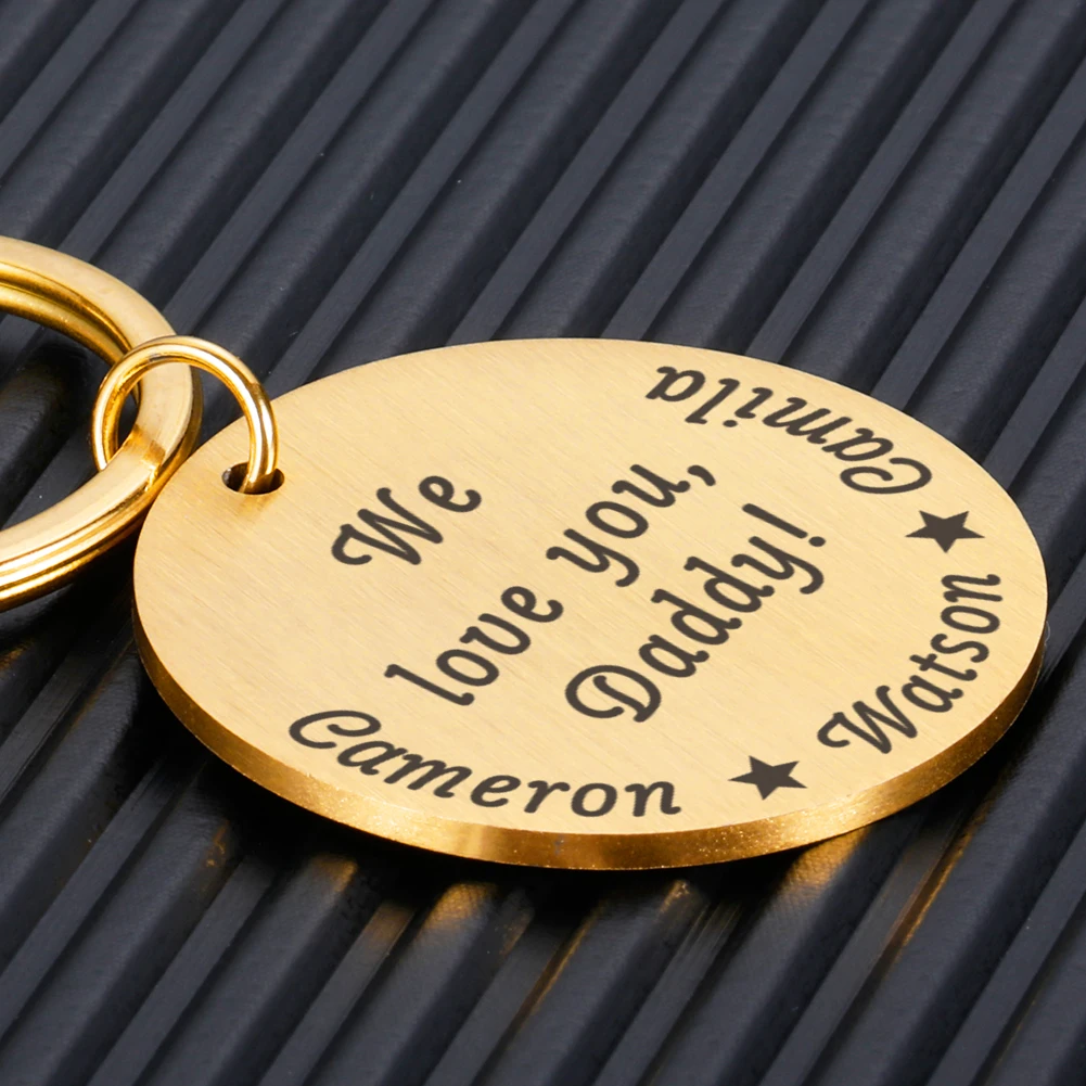 

Engraved Original Keychain Customized Name Keychains for Father's Day Gift We Love You Daddy Gifts for Men Car Keyring Dad Gifts