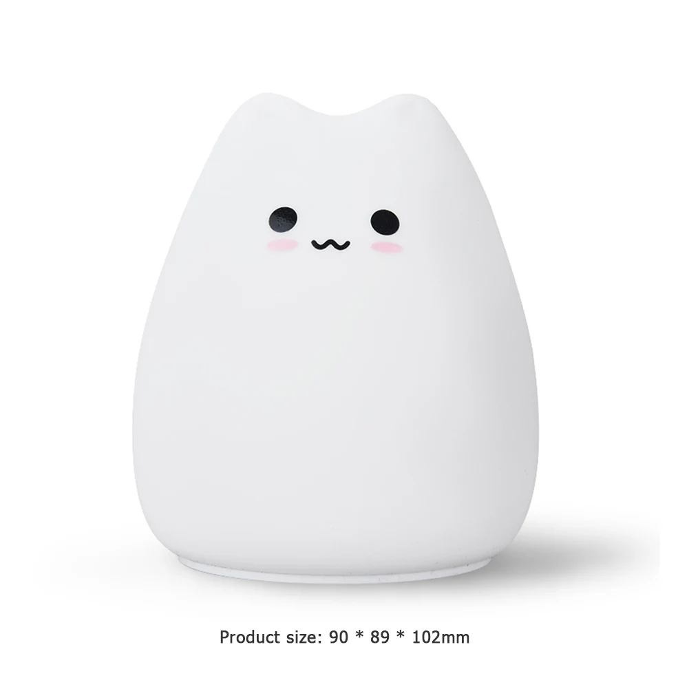 

Night Lights Silicone Touch Sensor 7 Colors Soft Cute Cat LED Table Lamps Kids Baby Bedroom Desktop Decor Ornaments For Room