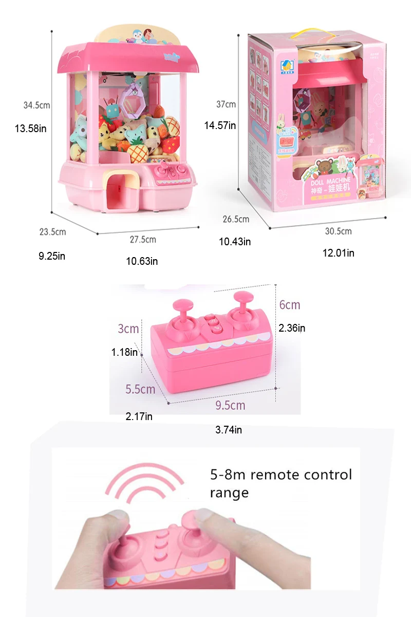 Usb зарядка Acrade дети Catcher Удаленная игра игрушка конфеты Зажим с захватом кукла большой коготь кран машина детские забавные рождественские подарки