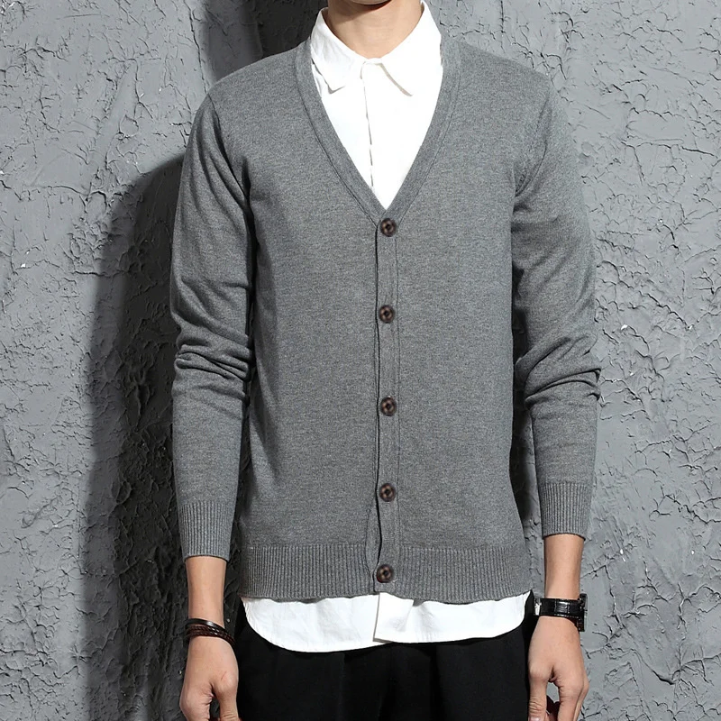 

Осенний Новый мужской свитер, корейский облегающий кардиган с V-образным вырезом, хлопковый свитер с длинным рукавом, тонкое пальто 055