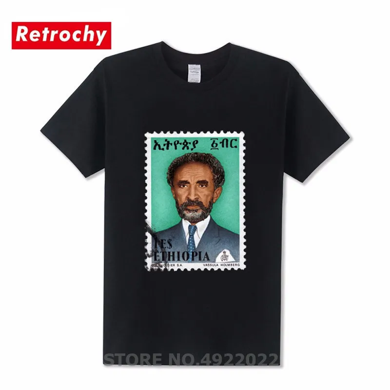 Haile Selassie Emperor Мужская футболка Эфиопия растафари регги Ретро штамп дизайн
