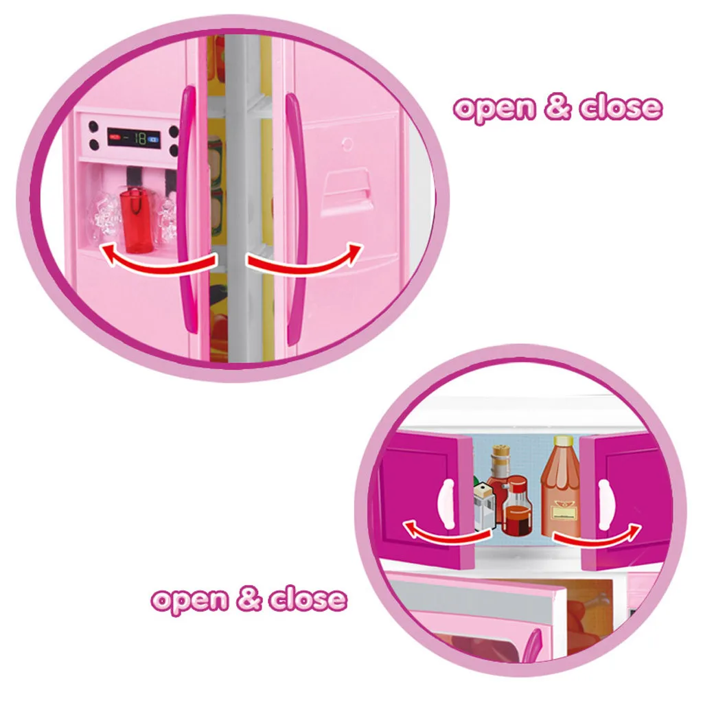 

Simulation Kitchen Cabinets Set Children Pretend Play Cooking Tools Mini Dolls Tableware Suits Toys Girls Dollhouse Play Toy