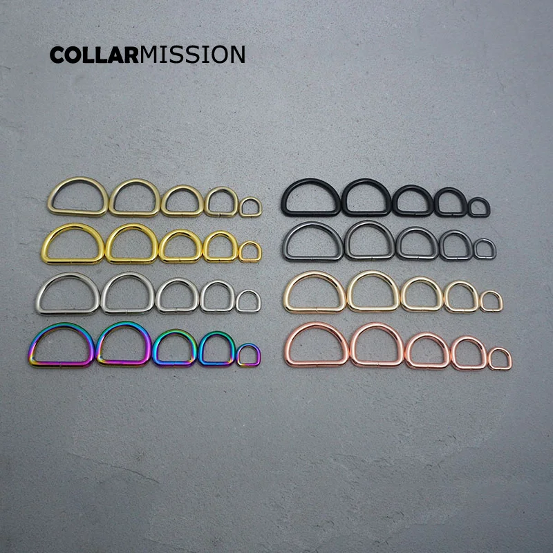 

50pcs/lot Non-welded nickel plated hardware D ring for garment luggage backpack cat dog collar accessory 8 Colours 10 to 30mm