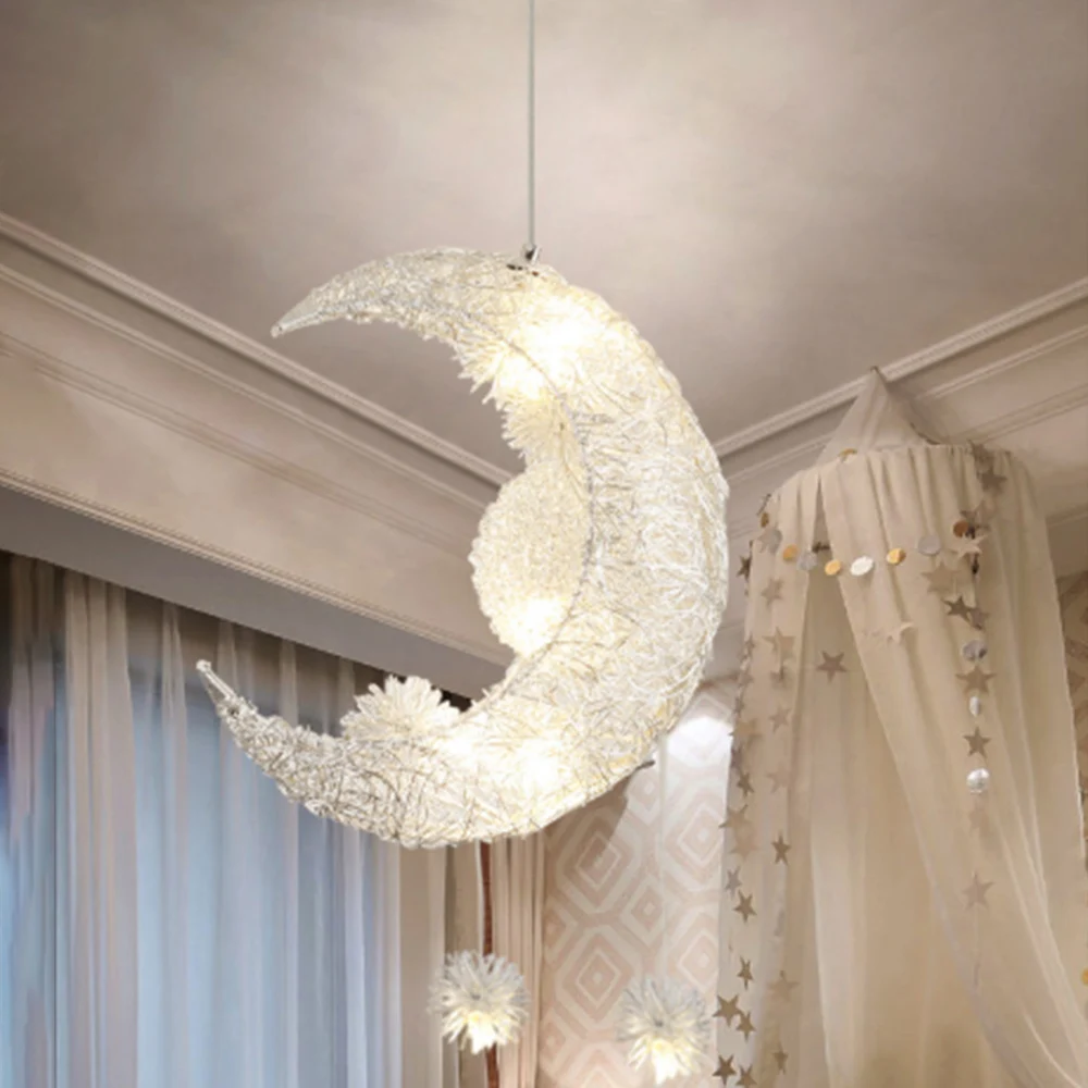 Скандинавская художественная светодиодная алюминиевая люстра в виде Луны