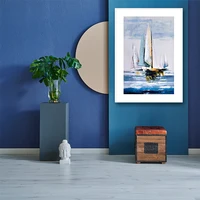 nordic saling boat canvas painting blue sea modern home wall art print posters landscapes scenery decor cuadros para el hogar