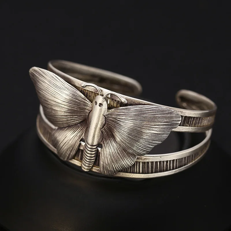 Женский браслет-бабочка браслет из стерлингового серебра 925 пробы шириной 30 мм