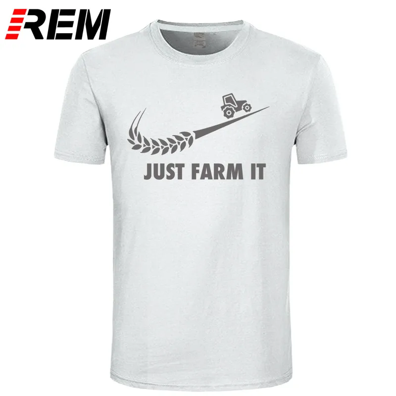 white gray Модная футболка Just Farm It, мужские хлопковые фермерские футболки с круглым вырезом и короткими рукавами, Мужская футболка для сельского хозяйства, топы - Цвет: white gray