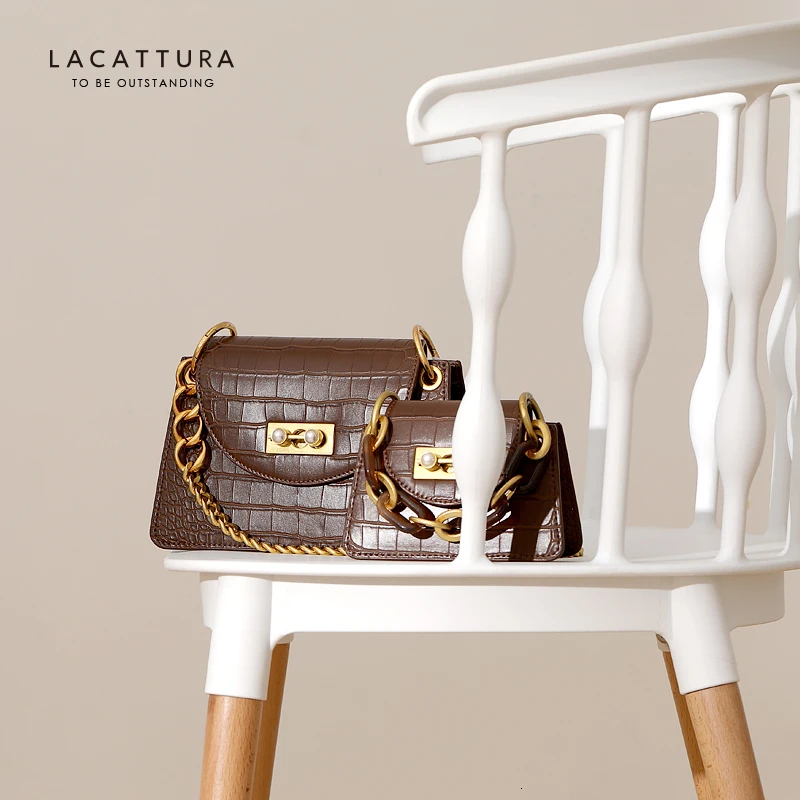 LACATTURA роскошная женская сумка на цепочке 2019 дизайнерские сумки-мессенджеры