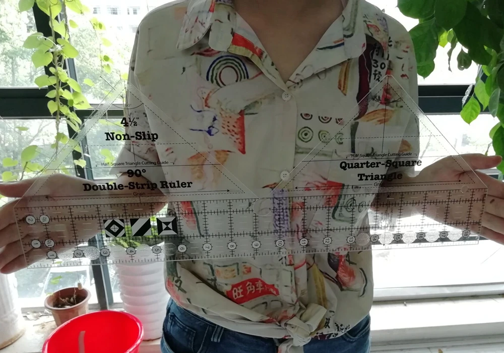 Новая линейка Нескользящая 90 градусов двойная полоса одеяло # MSW 02|Швейные