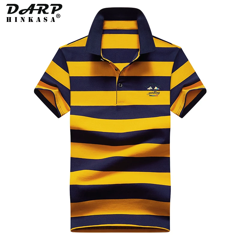 Embroidery Polo Shirt Men Cotton Casual Embroidery Polo 2021 Summer Loose Big Size Stripe Polo Shirt Men Fashion Men Polo