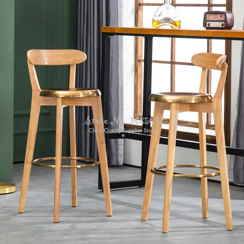 Европейский Золотой барные стулья из цельного дерева высокого табуреты