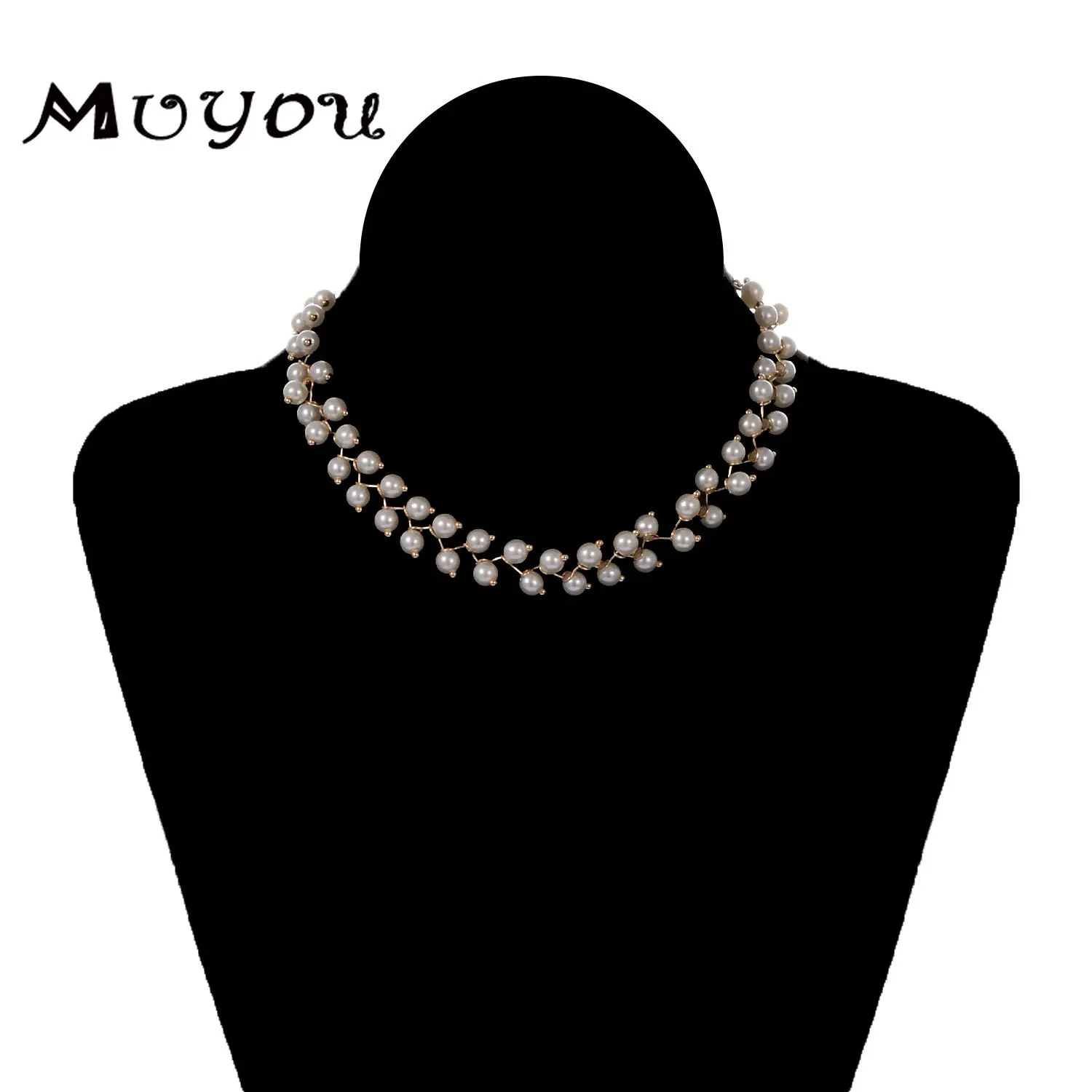 Короткий шейный ободок XL001 с жемчугом элегантная романтическая цепочка до ключиц