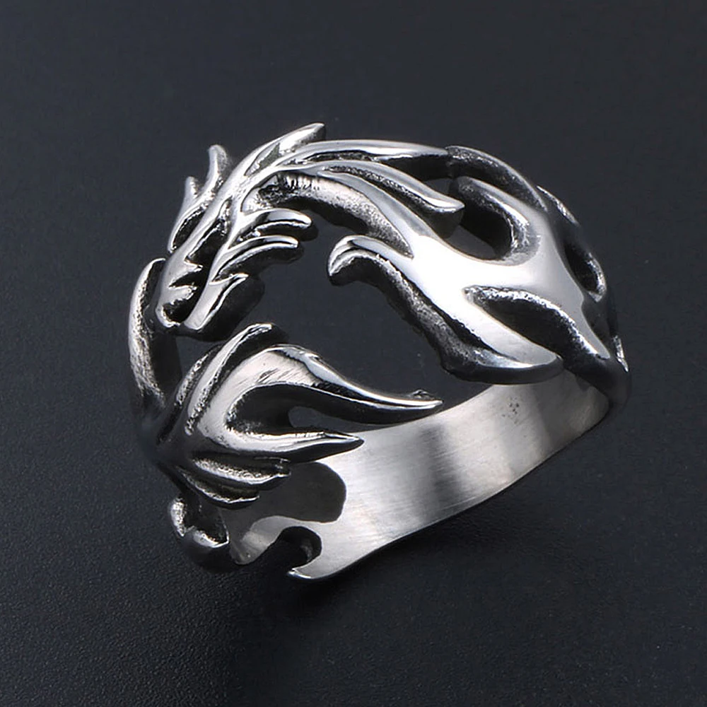 Винтаж Нержавеющая сталь Viking Огненный Дракон кольцо Для мужчин Творческий