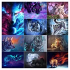5D флуоресцентная Алмазная мозаика тигровый волк, полностью квадратнаякруглая Алмазная вышивка сделай сам, животное ручной работы, украшение для дома, подарки