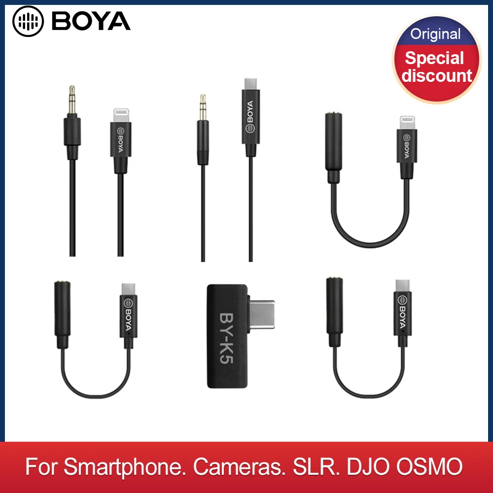 

BOYA 3.5mm TRS TRRS to Lightning/Typec Apple Android phone audio cable for microphone phone extension cable