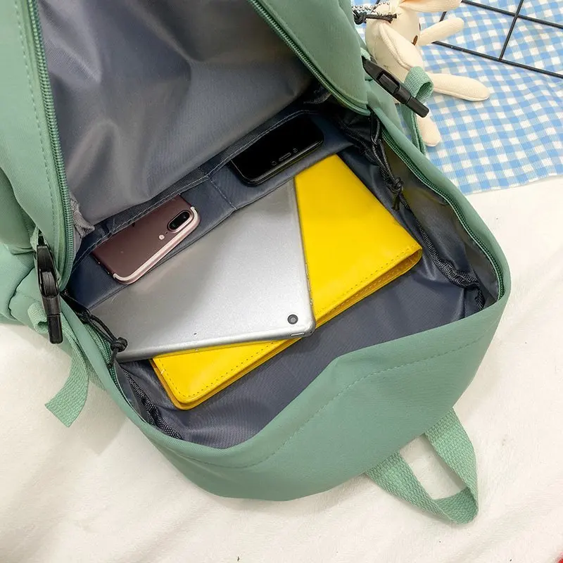 

Lovely Korean Large Capacity Backpack Women Transparent Pocket Teenagers Girls Student Schoolbag Fashion Preppy Style Travel Bag
