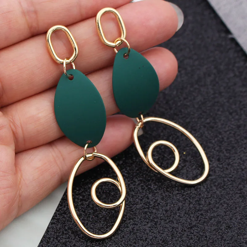 Fashion Circle Geometric Metal Earrings For Women Jewelry Personality Hanging Long Drop brincos pendientes mujer | Украшения и