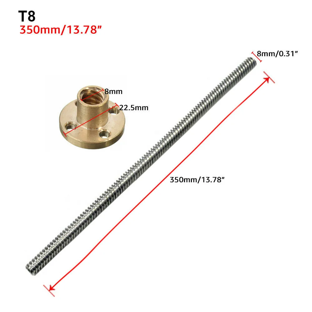 

T8 8mm Stainless Steel Trapezoidal Lead Screw Rod With Brass Nut For 3D Printer Stainless Steel Screw High Quality Brass Nut