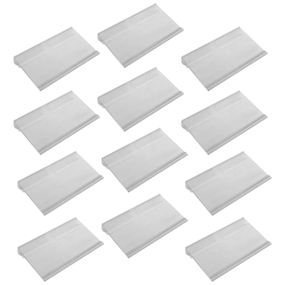 

60 Pcs Sign Label Holder Hanging Hook Shelf Retail Price Tag Label Merchandise Sign Display Holder Stand (Transpare