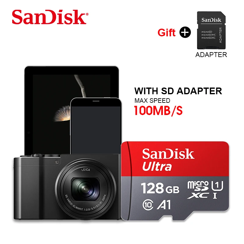 100% Оригинальный двойной флеш накопитель SanDisk Micro SD карты 256 ГБ 128 оперативной
