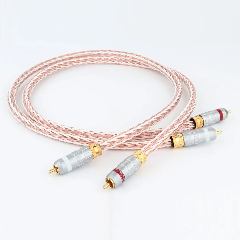 

8TC 7N OCC Pure Copper RCA Cable Hi-end CD Amplifier Interconnect Gold Plated 2RCA to 2RCA Male Audio Cable