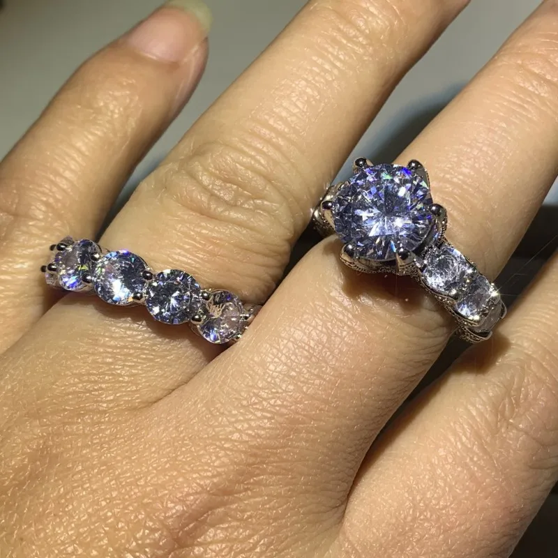 Супер сверкающие Роскошные ювелирные изделия Большой Белый ааааа кубический