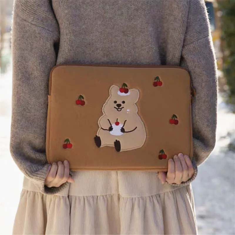 

13 Inch Thick Mac Tablet Case Cute Bear Girl 11inch IPad Air Sleeve Liner Bag Laptop Storage Pouch for IPad Air 4 10.5 Inch Ins