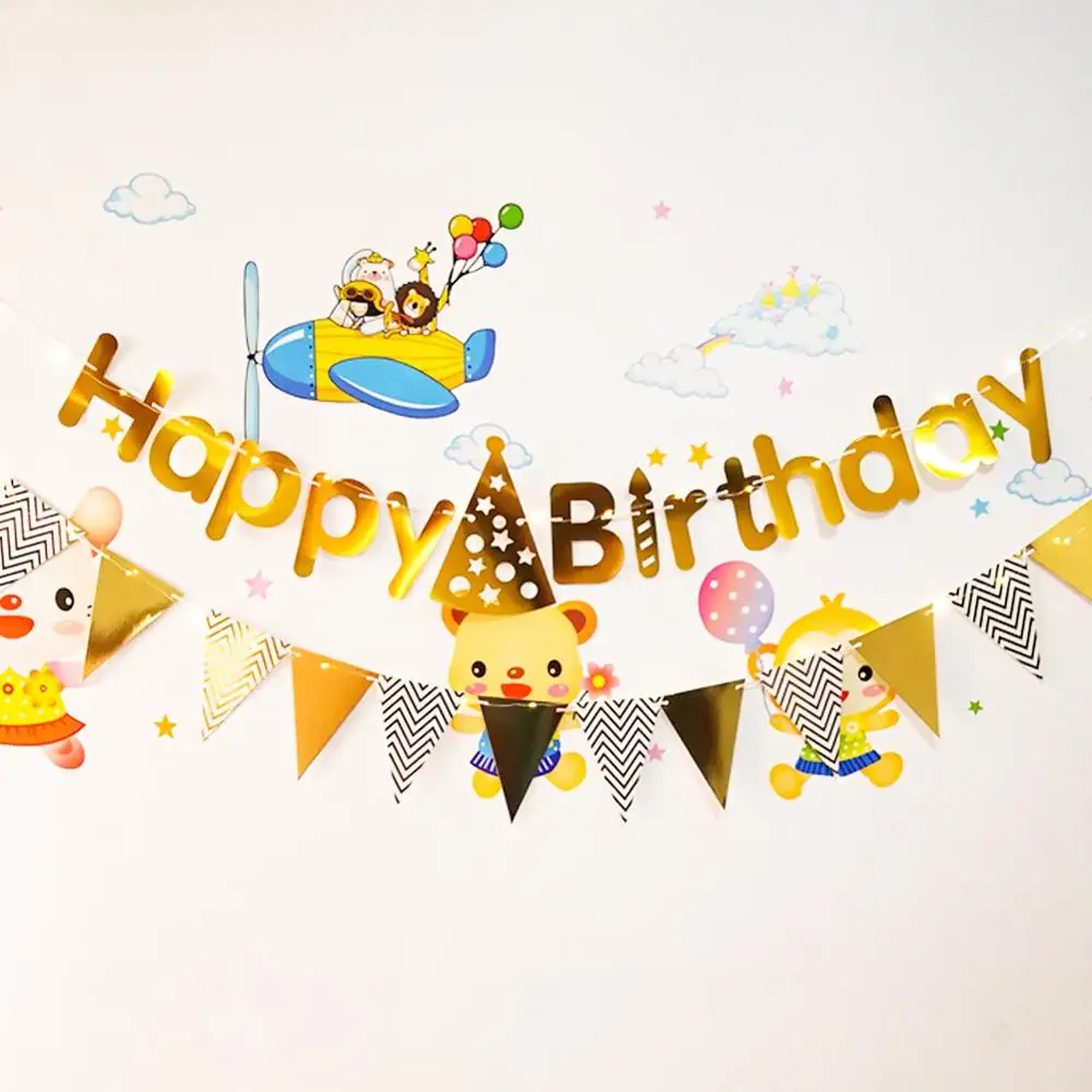 Скандинавские вечерние баннеры с днем рождения треугольные волнистые для детей