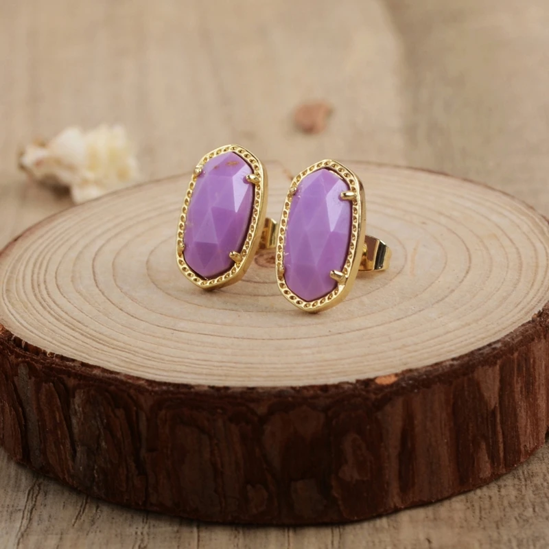 Прямая поставка серьги гвоздики с натуральными драгоценными камнями сережки