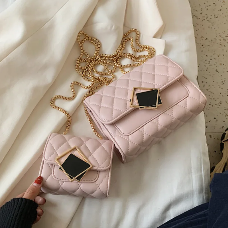 

Female Lattice Pu Leather Crossbody Bags For Women 2021 Chain Shoulder Messenger Bag Ladies Hand Sling Luxury Handbags Designer