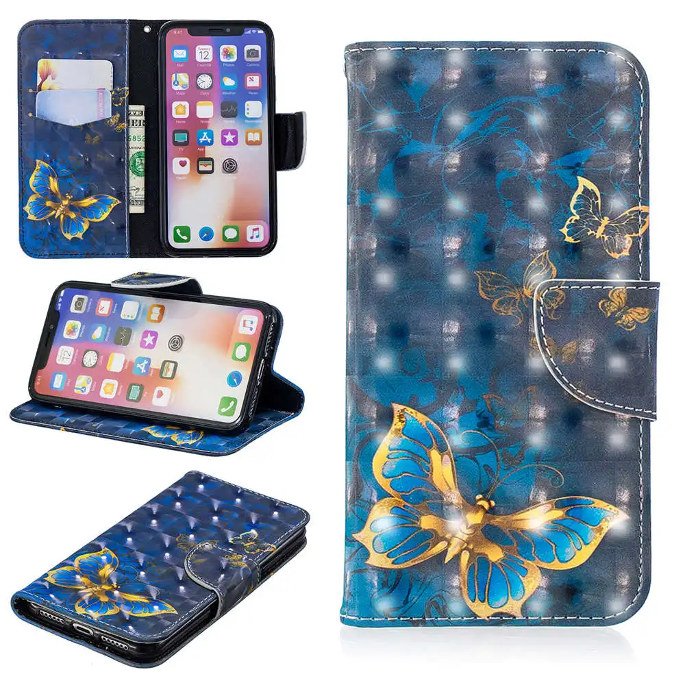 3D чехол-книжка для iphone XS 11 Pro Max, кожаный чехол-книжка для iphone XS Max XR X 7 8 6 6S Plus, чехол для телефона с отделением для карт - Цвет: 5