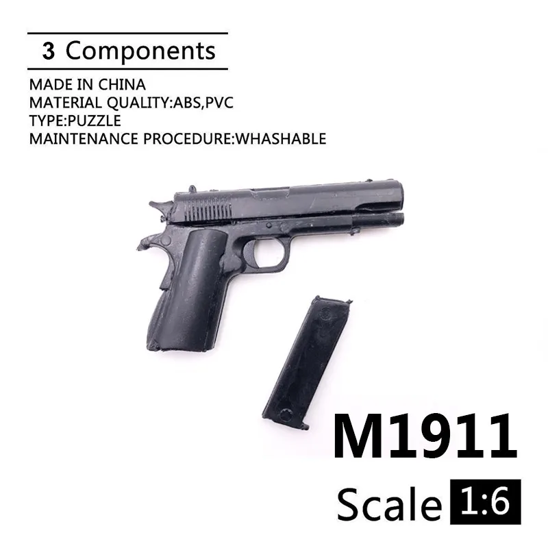 Модель черного пистолета в масштабе 1/6 тип M1911 A1 аксессуар для солдата приложение